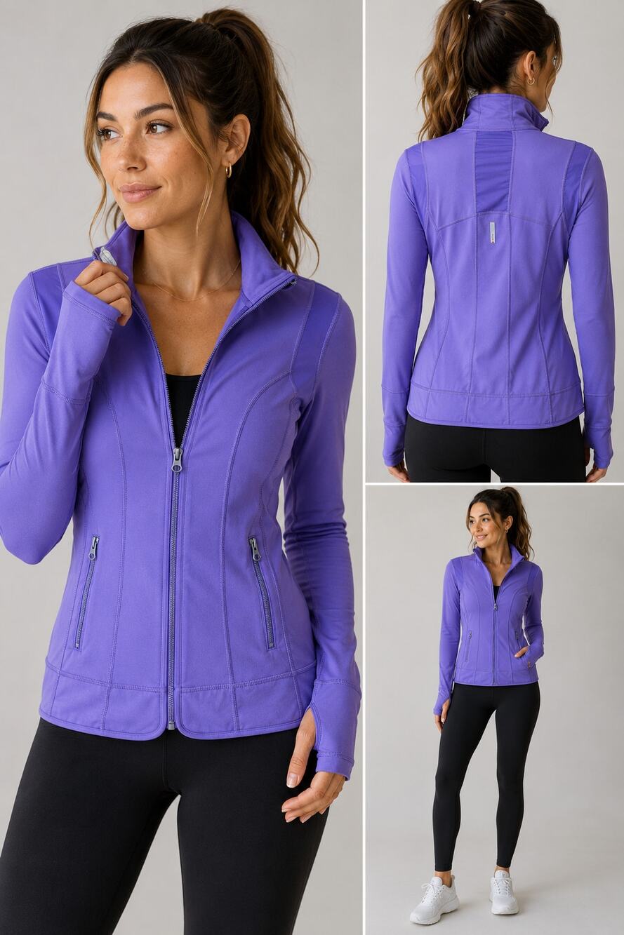 Zella Purple Full Zip Performance Jacket | Thumbholes | Athletic S